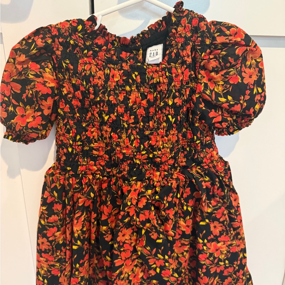 GAP Black Dress with Red and Orange Floral Print